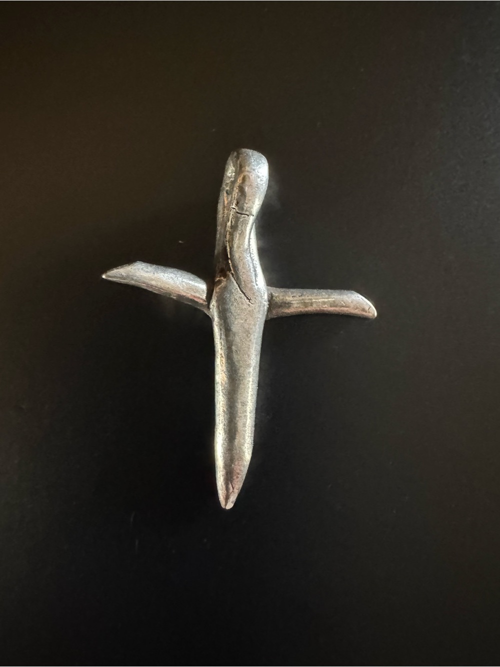 Sterling Silver Sculptural Modernist Cross Pendant Artisan Style
